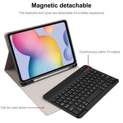 For Samsung Galaxy Tab S9 FE+ Square Cap Bluetooth Keyboard Leather Case with Pen Slot(Light Blue)