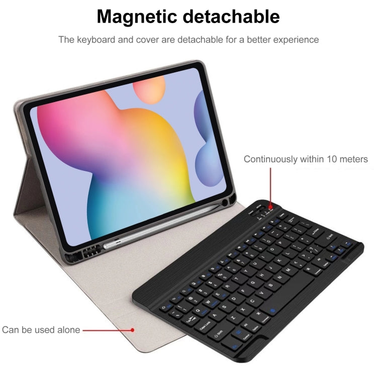 For Samsung Galaxy Tab S9 FE+ Square Cap Bluetooth Keyboard Leather Case with Pen Slot(Light Blue)