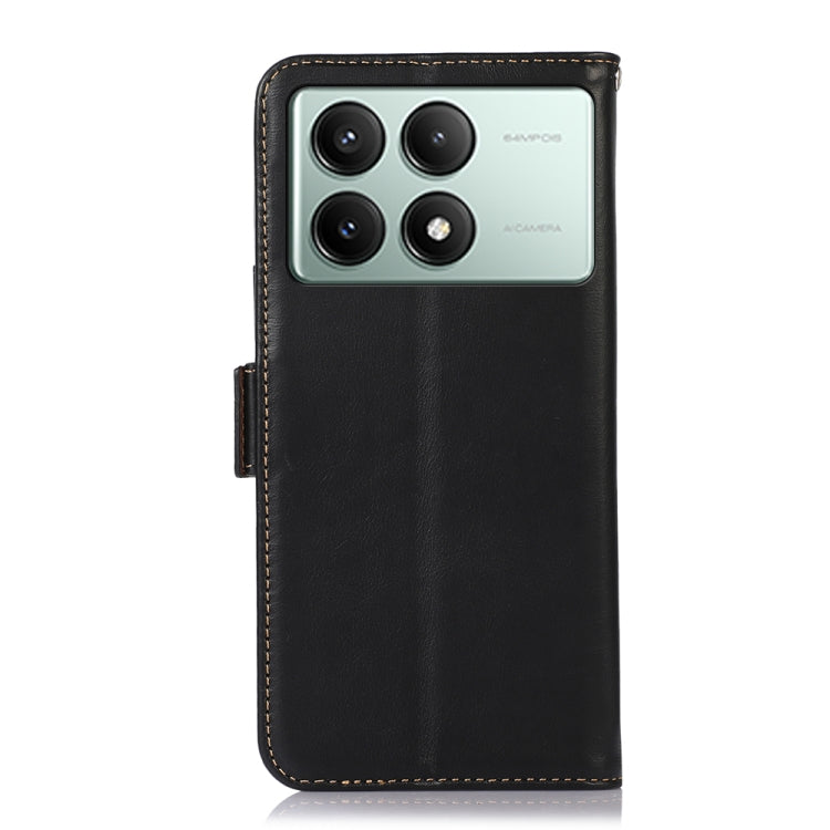 For Xiaomi Redmi K70E/Poco X6 Pro Magnetic Crazy Horse Texture Genuine Leather RFID Phone Case(Black)