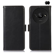 For Xiaomi Redmi A3 Magnetic Crazy Horse Texture Genuine Leather RFID Phone Case(Black)