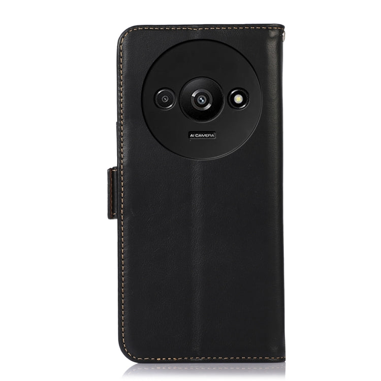 For Xiaomi Redmi A3 Magnetic Crazy Horse Texture Genuine Leather RFID Phone Case(Black)
