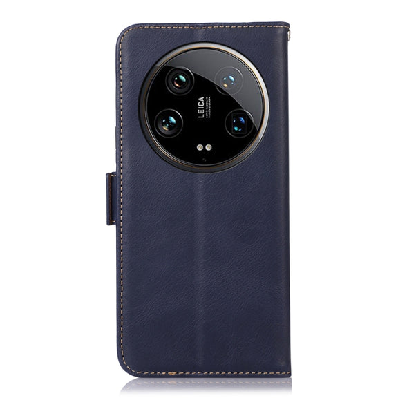For Xiaomi 14 Ultra Magnetic Crazy Horse Texture Genuine Leather RFID Phone Case(Blue)