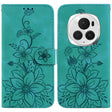 For Honor Magic6 Pro Lily Embossed Leather Phone Case(Green) - Honor Cases by PMC Jewellery | Online Shopping South Africa | PMC Jewellery | Buy Now Pay Later Mobicred