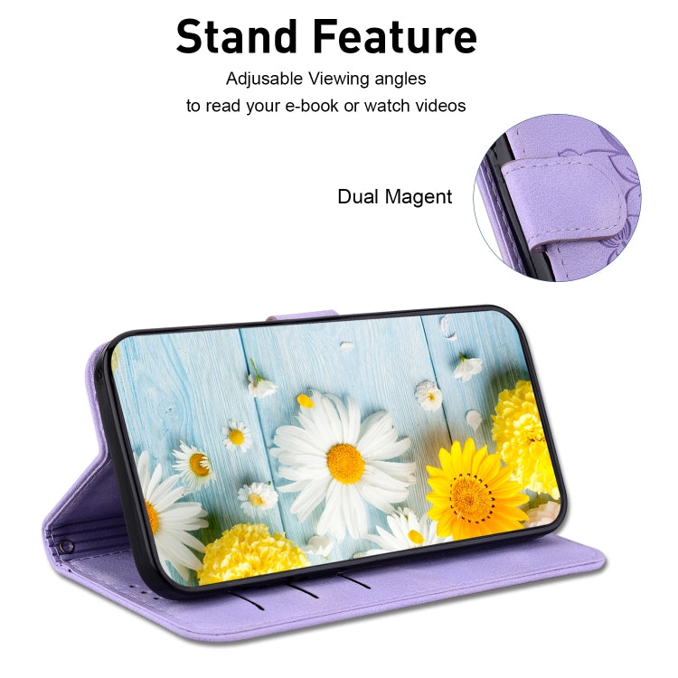 For Honor Magic6 Pro Lily Embossed Leather Phone Case(Purple)