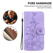 For Honor Magic6 Pro Lily Embossed Leather Phone Case(Purple)