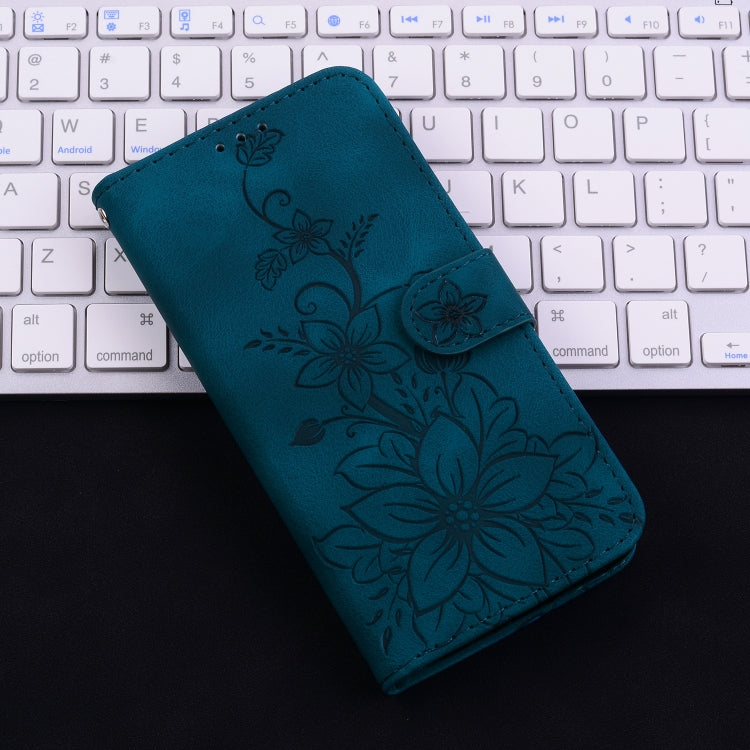 For Honor Magic6 Pro Lily Embossed Leather Phone Case(Dark Blue)