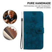 For Honor Magic6 Pro Lily Embossed Leather Phone Case(Dark Blue)