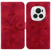 For Honor Magic6 Pro Lily Embossed Leather Phone Case(Red)