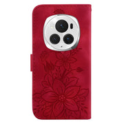 For Honor Magic6 Pro Lily Embossed Leather Phone Case(Red)