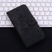 For Honor Magic6 Pro Lily Embossed Leather Phone Case(Black)