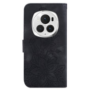 For Honor Magic6 Pro Lily Embossed Leather Phone Case(Black)