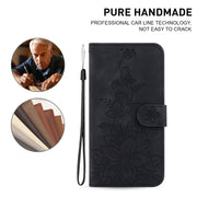 For Honor Magic6 Pro Lily Embossed Leather Phone Case(Black)