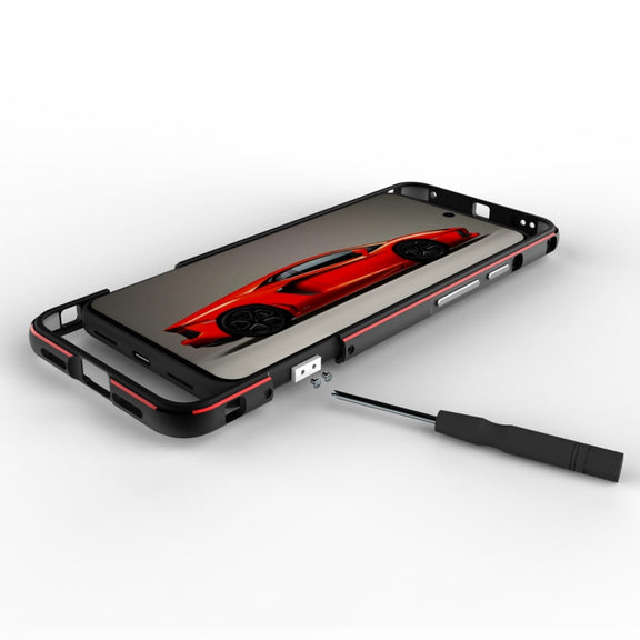 For Google Pixel 8 Aurora Series Metal Frame Phone Case(Black Red)