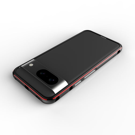 For Google Pixel 8 Aurora Series Metal Frame Phone Case(Black Purple)