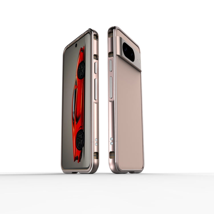 For Google Pixel 8 Aurora Series Metal Frame Phone Case(Rose Gold)