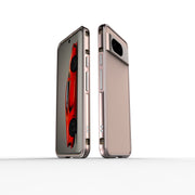 For Google Pixel 8 Aurora Series Metal Frame Phone Case(Rose Gold)