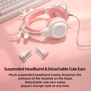 G35 Cute Cat RGB Head-mounted Wired Gaming Earphone(Pink)