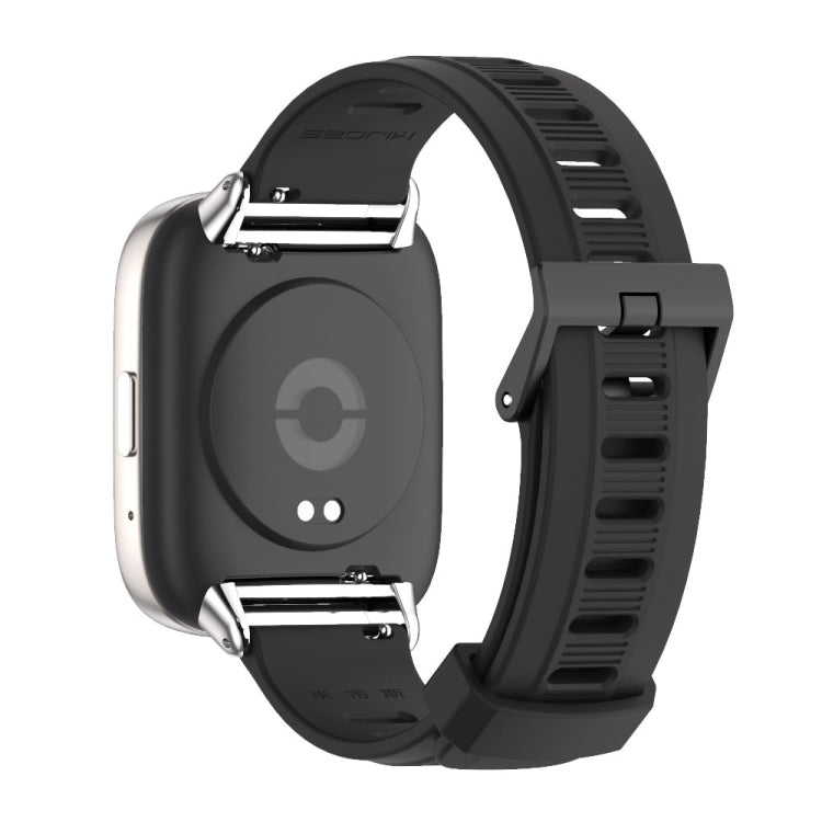 For Redmi Watch 3 Lite / Watch 3 Active Mijobs Flat Hole Breathable TPU Watch Band(Black+Silver)