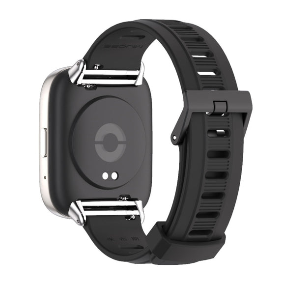 For Redmi Watch 3 Lite / Watch 3 Active Mijobs Flat Hole Breathable TPU Watch Band(Black+Silver)