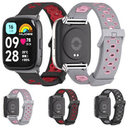 For Redmi Watch 3 Lite / Watch 3 Active Mijobs Square Hole Breathable TPU Watch Band(Black Red)
