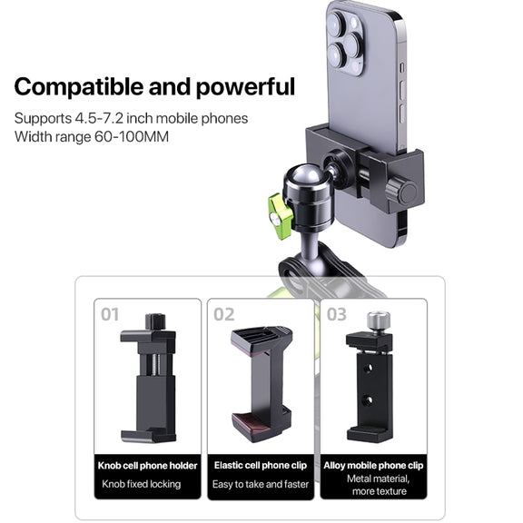 Single Suction Cup Pea Clamp Arm Holder 33cm with Elastic Phone Clamp