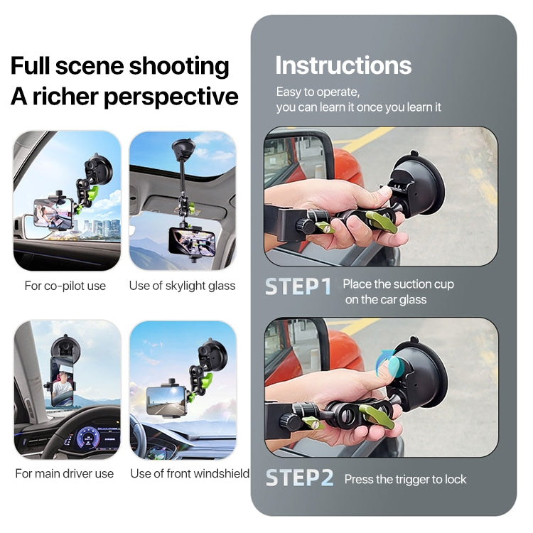 Single Suction Cup Pea Clamp Arm Holder 33cm with Elastic Phone Clamp