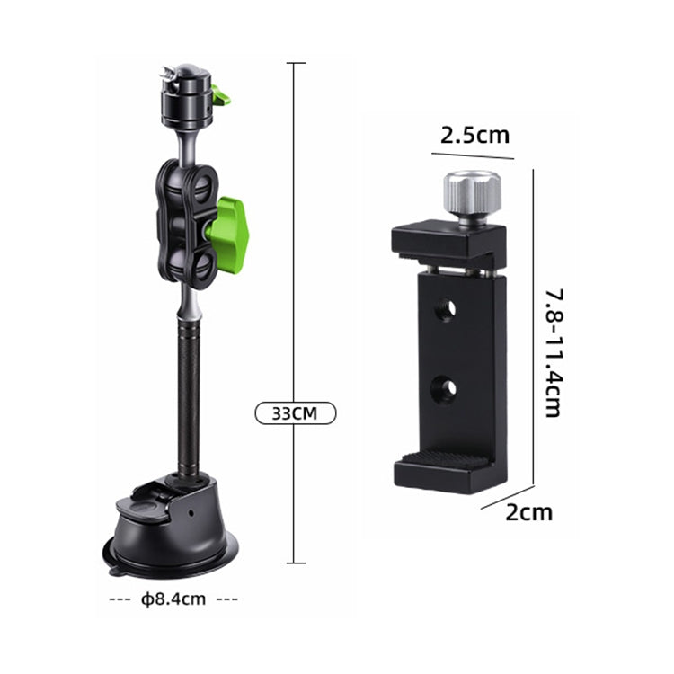 Single Suction Cup Pea Clamp Arm Holder 33cm with Metal Phone Clamp