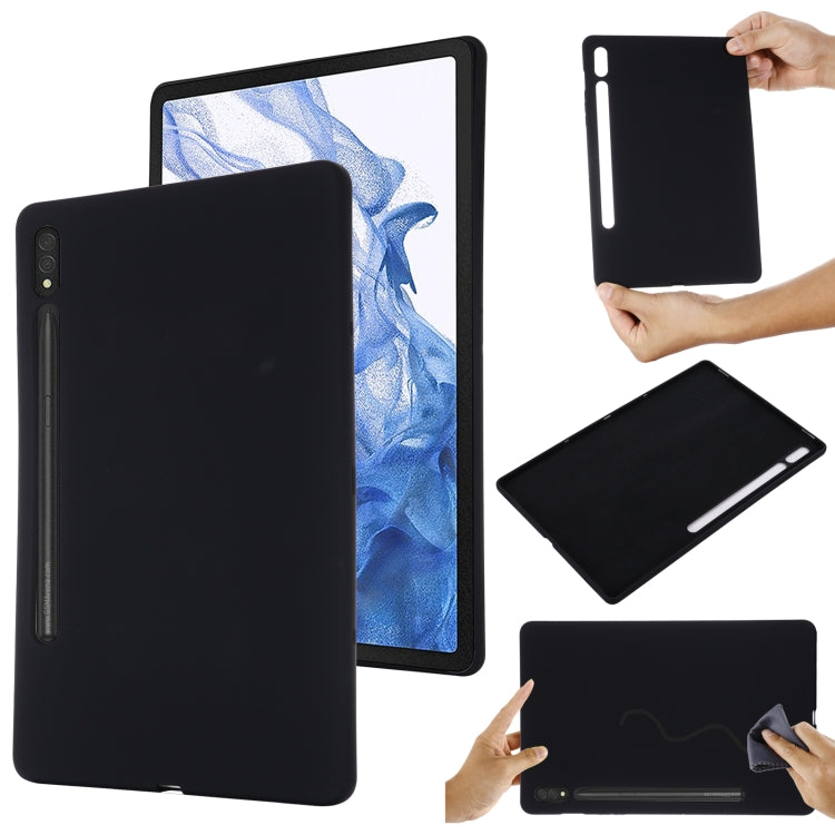 For Samsung Galaxy Tab S9 Ultra / S10 Ultra Pure Color Liquid Silicone Shockproof Tablet Case(Black)