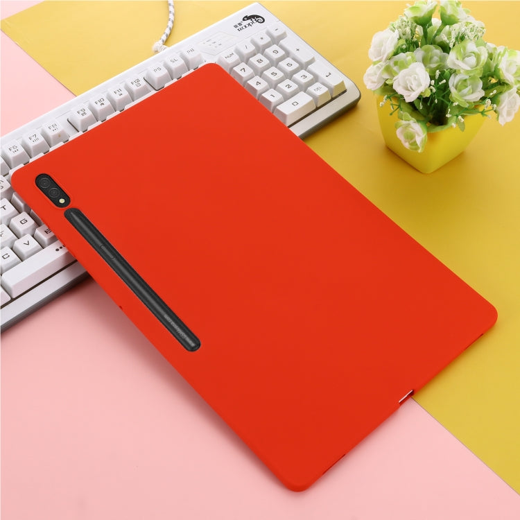 For Samsung Galaxy Tab S9 Ultra / S10 Ultra Pure Color Liquid Silicone Shockproof Tablet Case(Red)