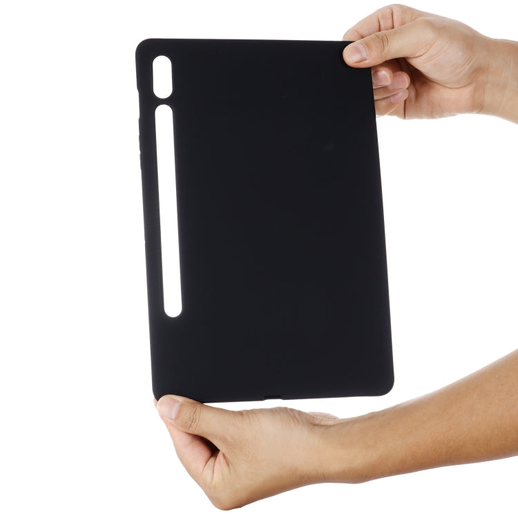 For Samsung Galaxy Tab S10 FE / S9 FE Pure Color Liquid Silicone Shockproof Tablet Case(Black)