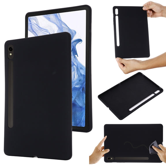 For Samsung Galaxy Tab S10 FE / S9 FE Pure Color Liquid Silicone Shockproof Tablet Case(Black)