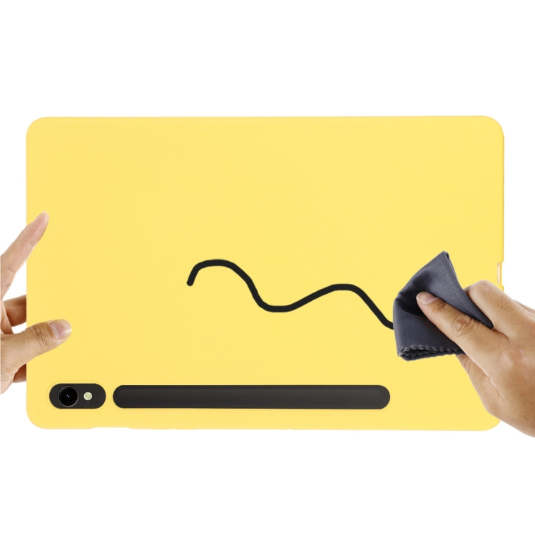 For Samsung Galaxy Tab S9 FE Pure Color Liquid Silicone Shockproof Tablet Case(Yellow)