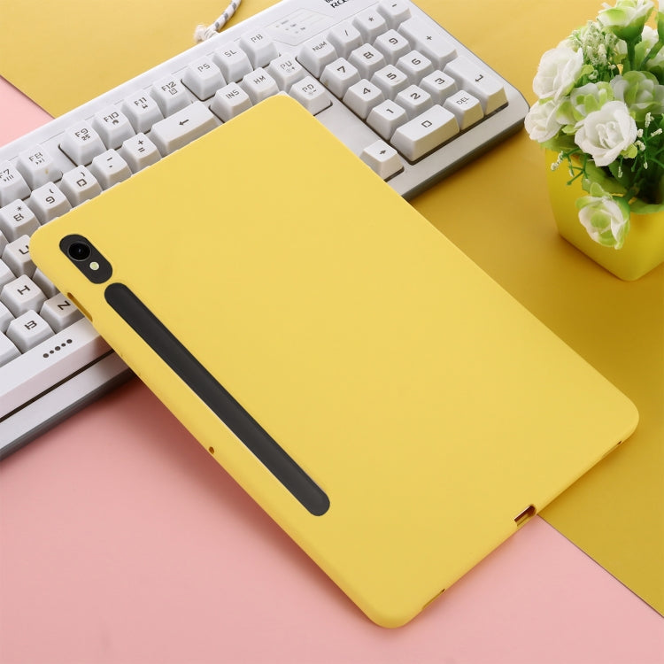 For Samsung Galaxy Tab S9 FE Pure Color Liquid Silicone Shockproof Tablet Case(Yellow)