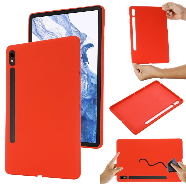 For Samsung Galaxy Tab S9 FE Pure Color Liquid Silicone Shockproof Tablet Case(Red)