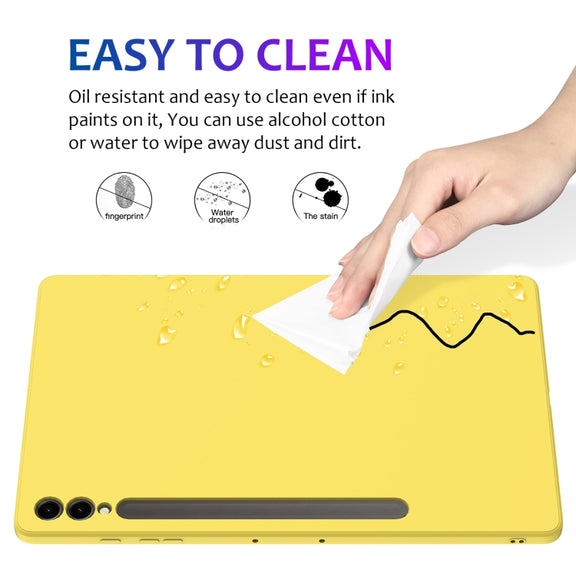 For Samsung Galaxy Tab S9+ Pure Color Liquid Silicone Shockproof Tablet Case(Yellow)