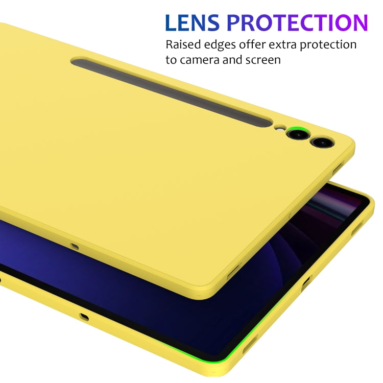 For Samsung Galaxy Tab S9+ Pure Color Liquid Silicone Shockproof Tablet Case(Yellow)