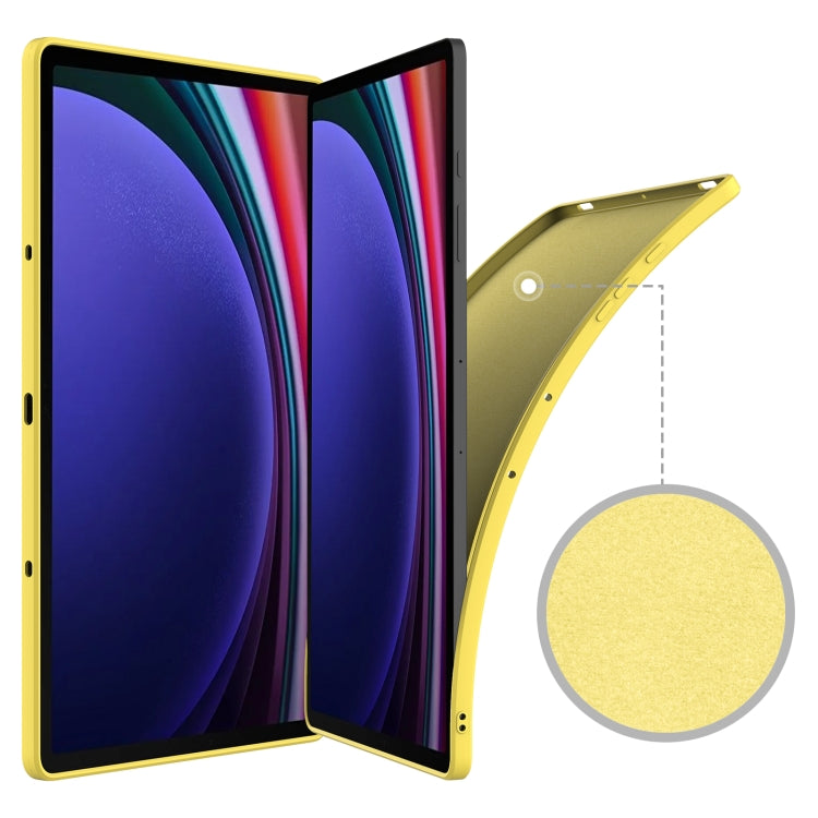 For Samsung Galaxy Tab S9+ Pure Color Liquid Silicone Shockproof Tablet Case(Yellow)