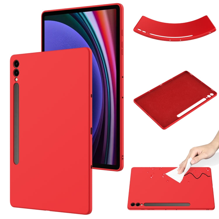 For Samsung Galaxy Tab S9+ Pure Color Liquid Silicone Shockproof Tablet Case(Red)