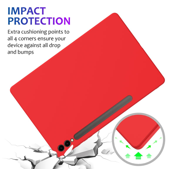 For Samsung Galaxy Tab S9+ Pure Color Liquid Silicone Shockproof Tablet Case(Red)
