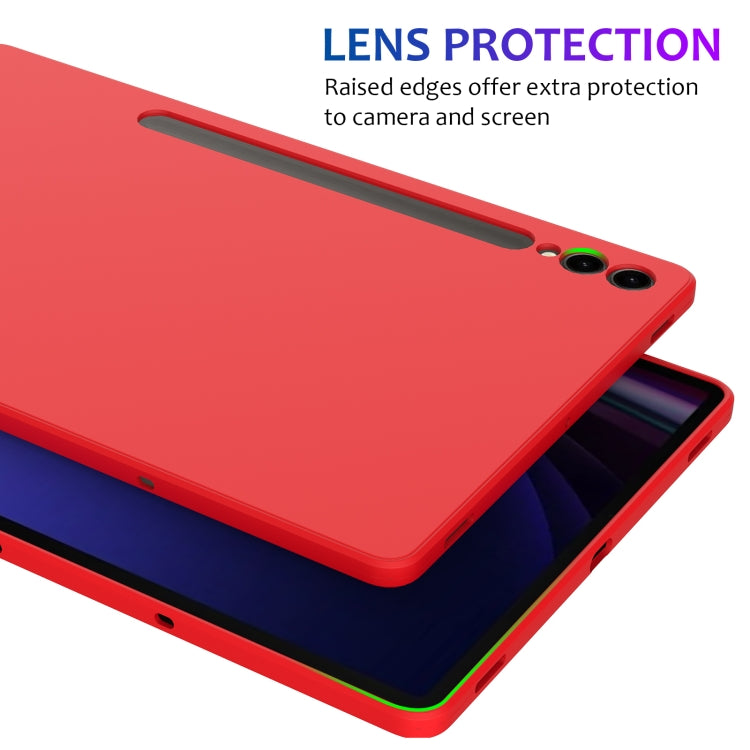 For Samsung Galaxy Tab S9+ Pure Color Liquid Silicone Shockproof Tablet Case(Red)