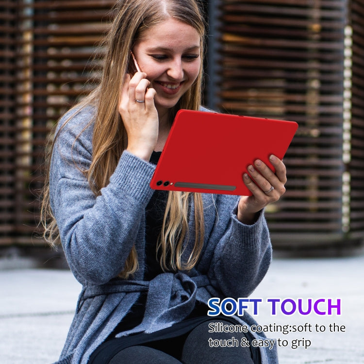 For Samsung Galaxy Tab S9+ Pure Color Liquid Silicone Shockproof Tablet Case(Red)