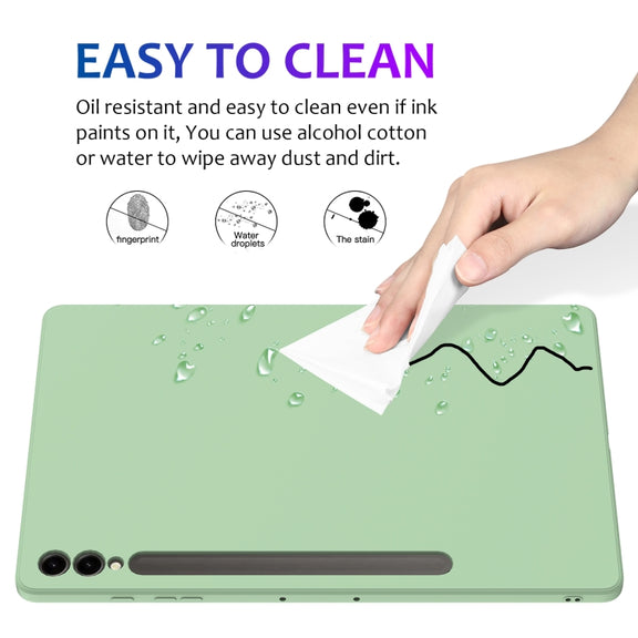 For Samsung Galaxy Tab S9+ Pure Color Liquid Silicone Shockproof Tablet Case(Green)