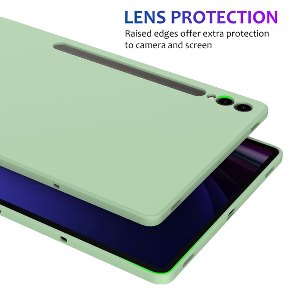 For Samsung Galaxy Tab S9+ Pure Color Liquid Silicone Shockproof Tablet Case(Green)