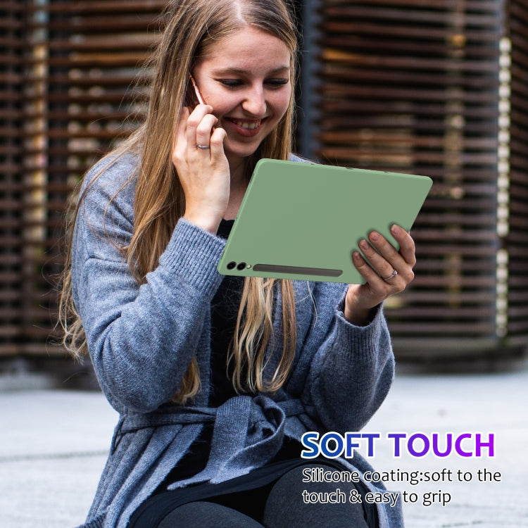 For Samsung Galaxy Tab S9+ Pure Color Liquid Silicone Shockproof Tablet Case(Green)