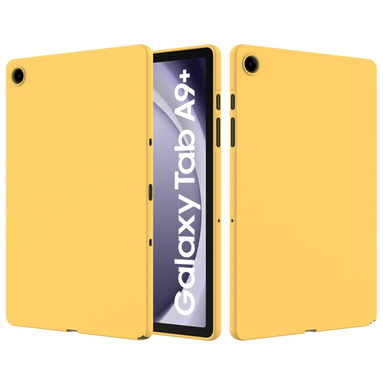 For Samsung Galaxy Tab A9+ Pure Color Liquid Silicone Shockproof Tablet Case(Yellow)