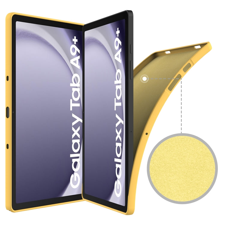 For Samsung Galaxy Tab A9+ Pure Color Liquid Silicone Shockproof Tablet Case(Yellow)