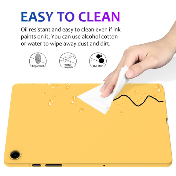 For Samsung Galaxy Tab A9+ Pure Color Liquid Silicone Shockproof Tablet Case(Yellow)