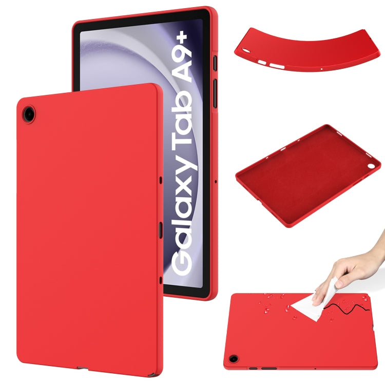 For Samsung Galaxy Tab A9+ Pure Color Liquid Silicone Shockproof Tablet Case(Red)
