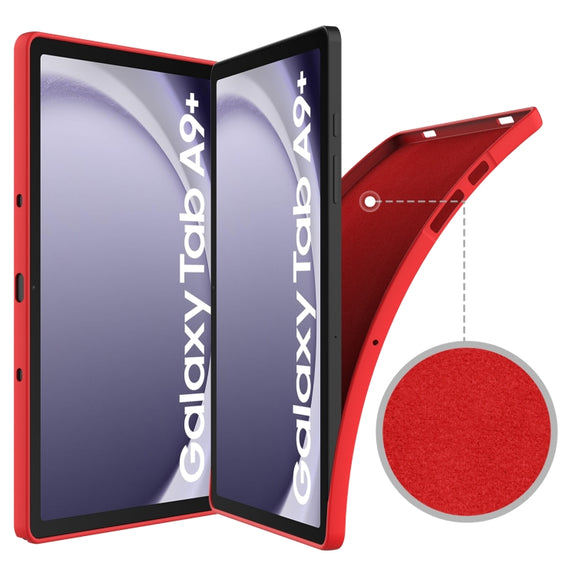 For Samsung Galaxy Tab A9+ Pure Color Liquid Silicone Shockproof Tablet Case(Red)