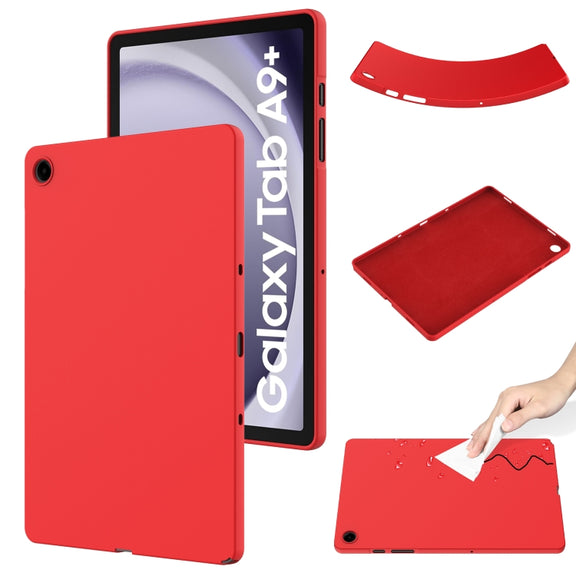 For Samsung Galaxy Tab A9+ Pure Color Liquid Silicone Shockproof Tablet Case(Red)